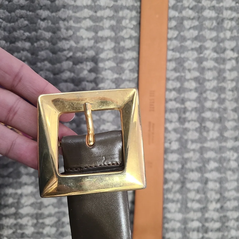111 State‎ Brown Leather Belt with Gold Toned Buckle 32 Italy